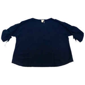 MAX STUDIO Black Ruche Sleeve Knit Top Sz 1X